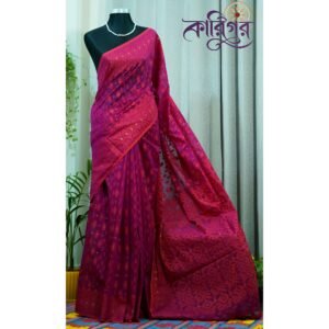 Half Silk Jamdani- Magenta