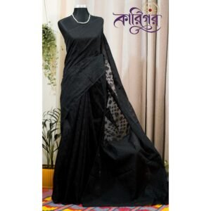 Half Silk Jamdani- Black
